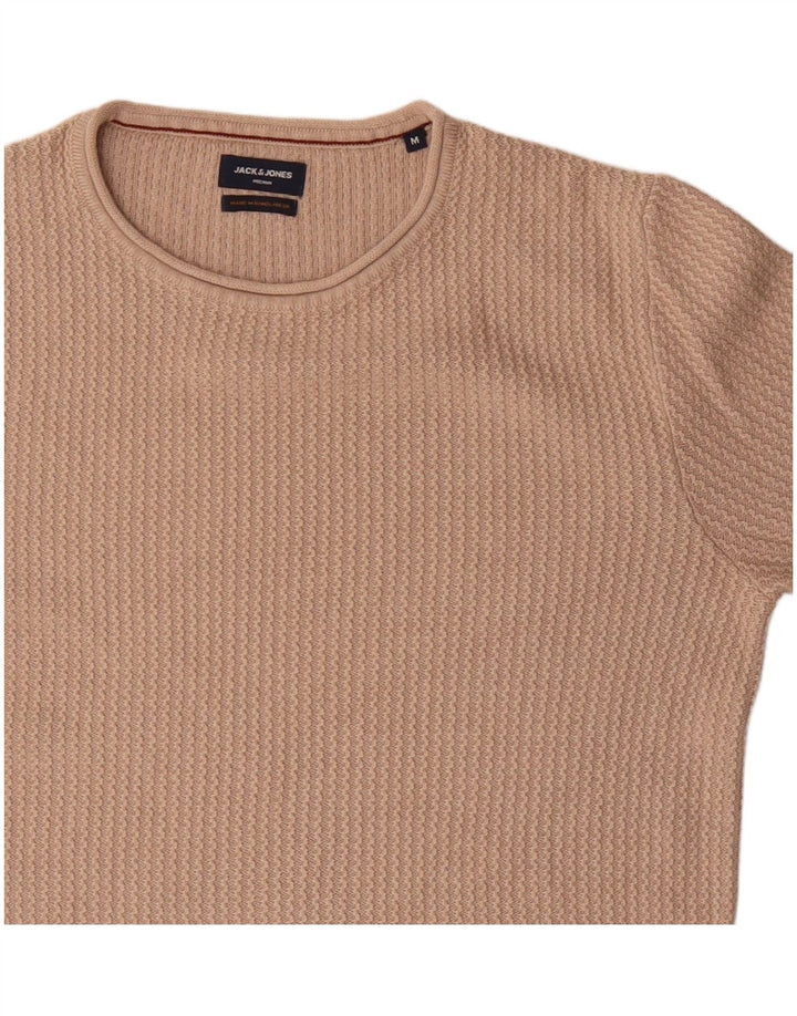 Jack & Jones Mens Crew Neck Jumper Sweater Medium Beige Cotton