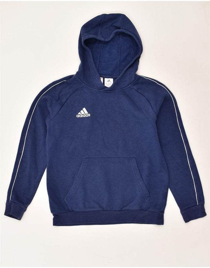 ADIDAS Boys Hoodie Jumper 13-14 Years Navy Blue Cotton | Vintage Adidas | Thrift | Second-Hand Adidas | Used Clothing | Messina Hembry 