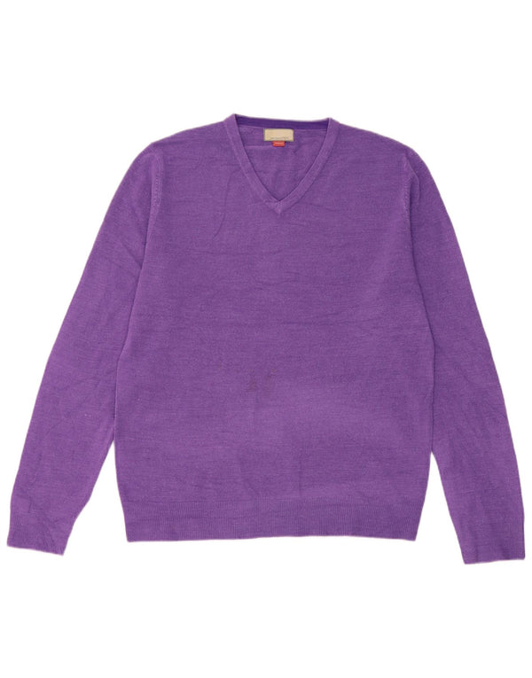 John Lewis Mens V-Neck Jumper Sweater Medium Purple Acrylic