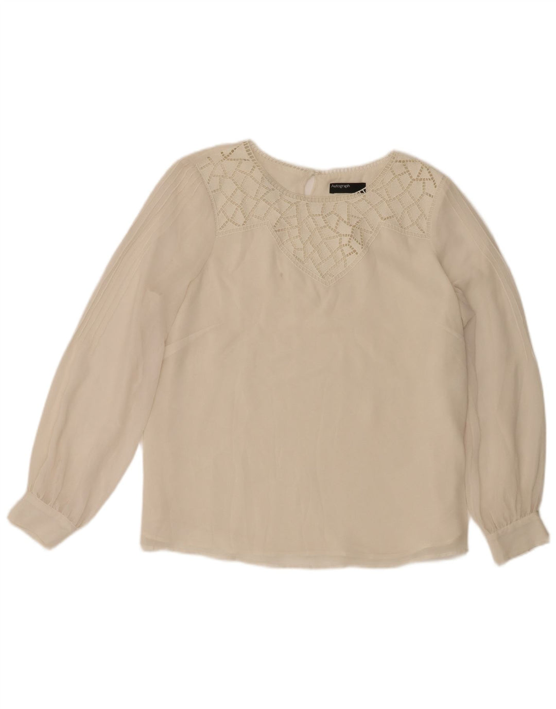 Marks & Spencer Womens Autograph Long Sleeve Blouse Top UK 16 Large Beige