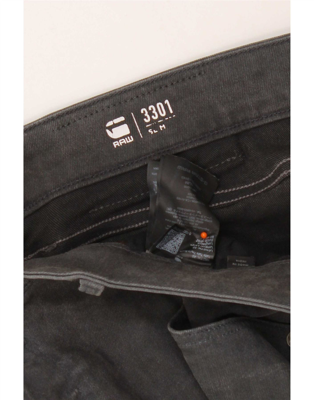G-Star Mens 3301 Slim Jeans W40 L32 Grey Cotton