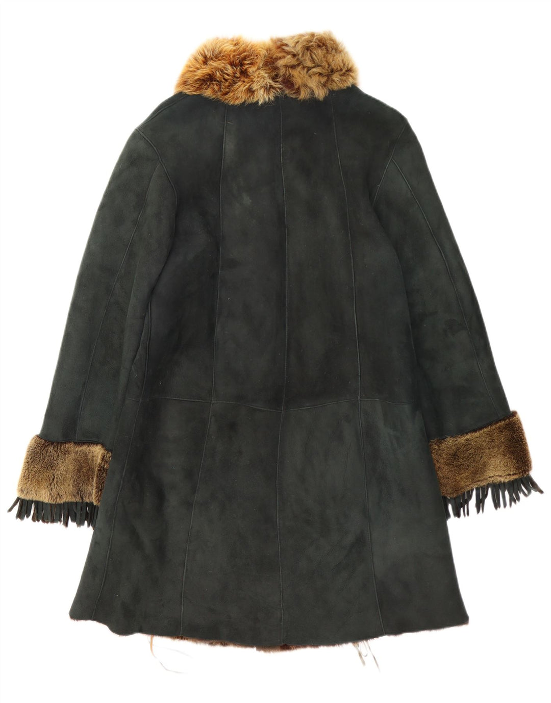 Vintage Womens Shearling Coat UK 12 Medium Green