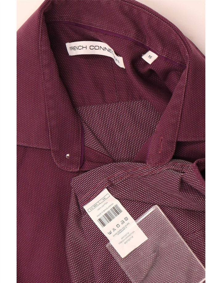 French Connection Mens Shirt Size 15 Medium Purple Spotted Cotton