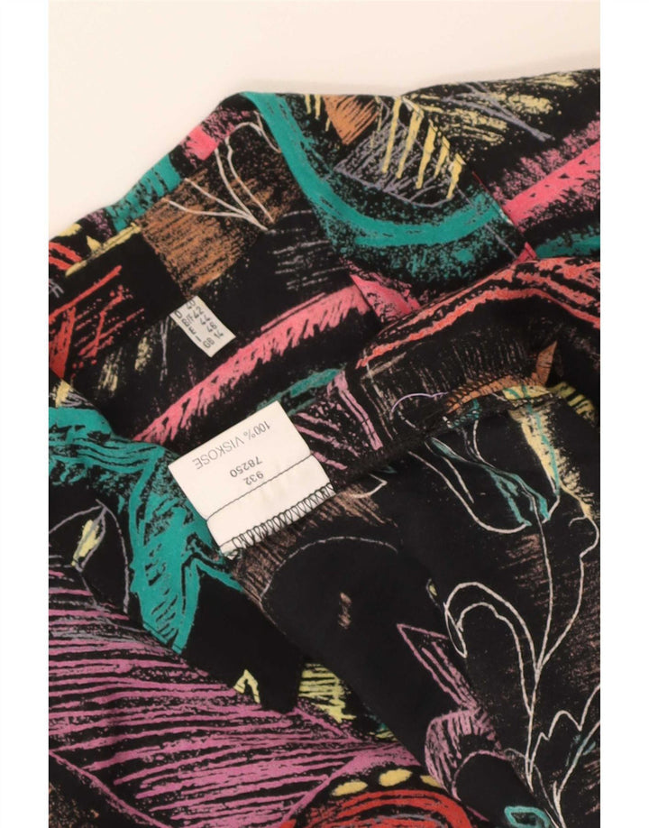 Chemisier chemise femme vintage UK 14 grand patchwork multicolore viscose