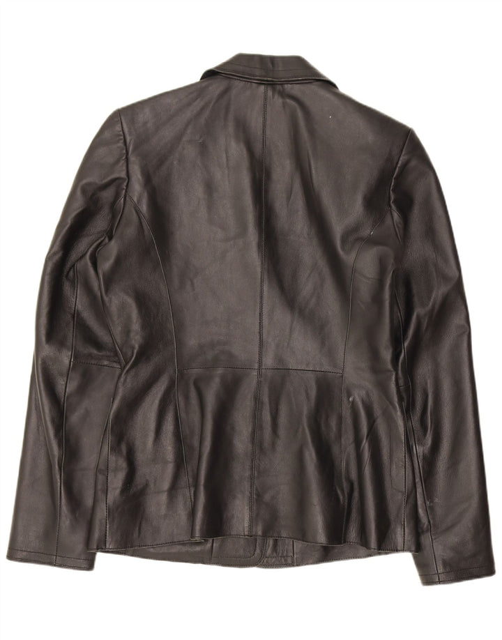 Cofi Veste blazer en cuir à 2 boutons pour femme UK 12 Noir moyen