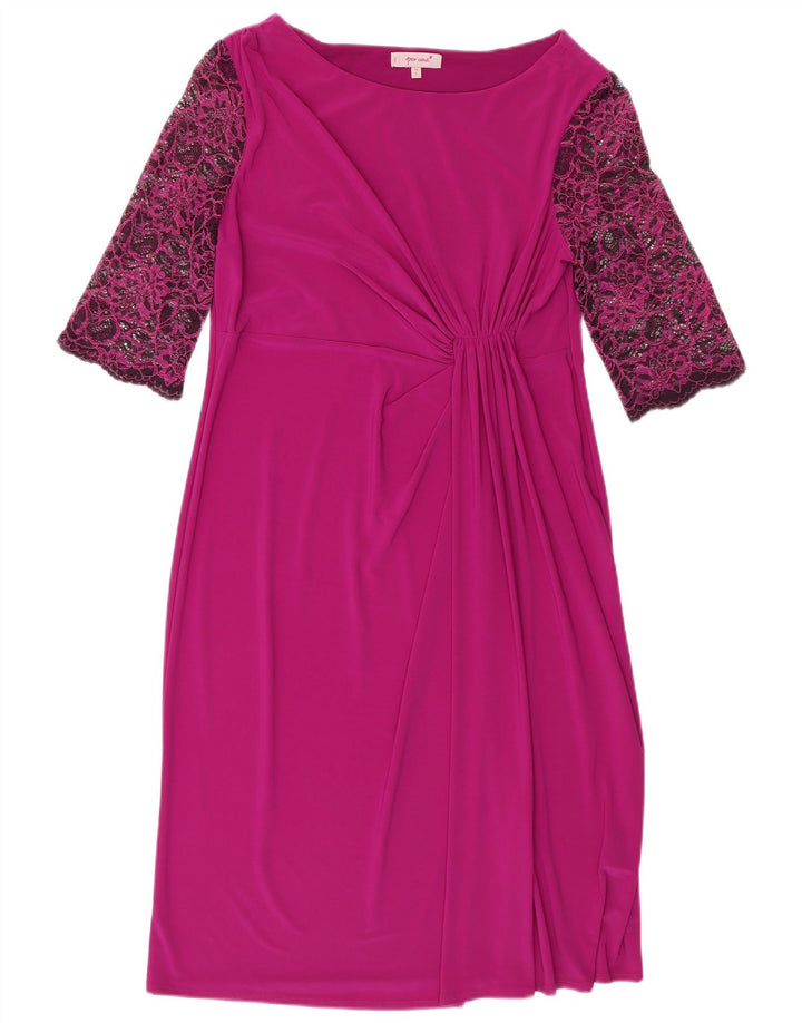 PER UNA Dame 3/4-ærmet Skede Kjole UK 14 Large Pink Polyester