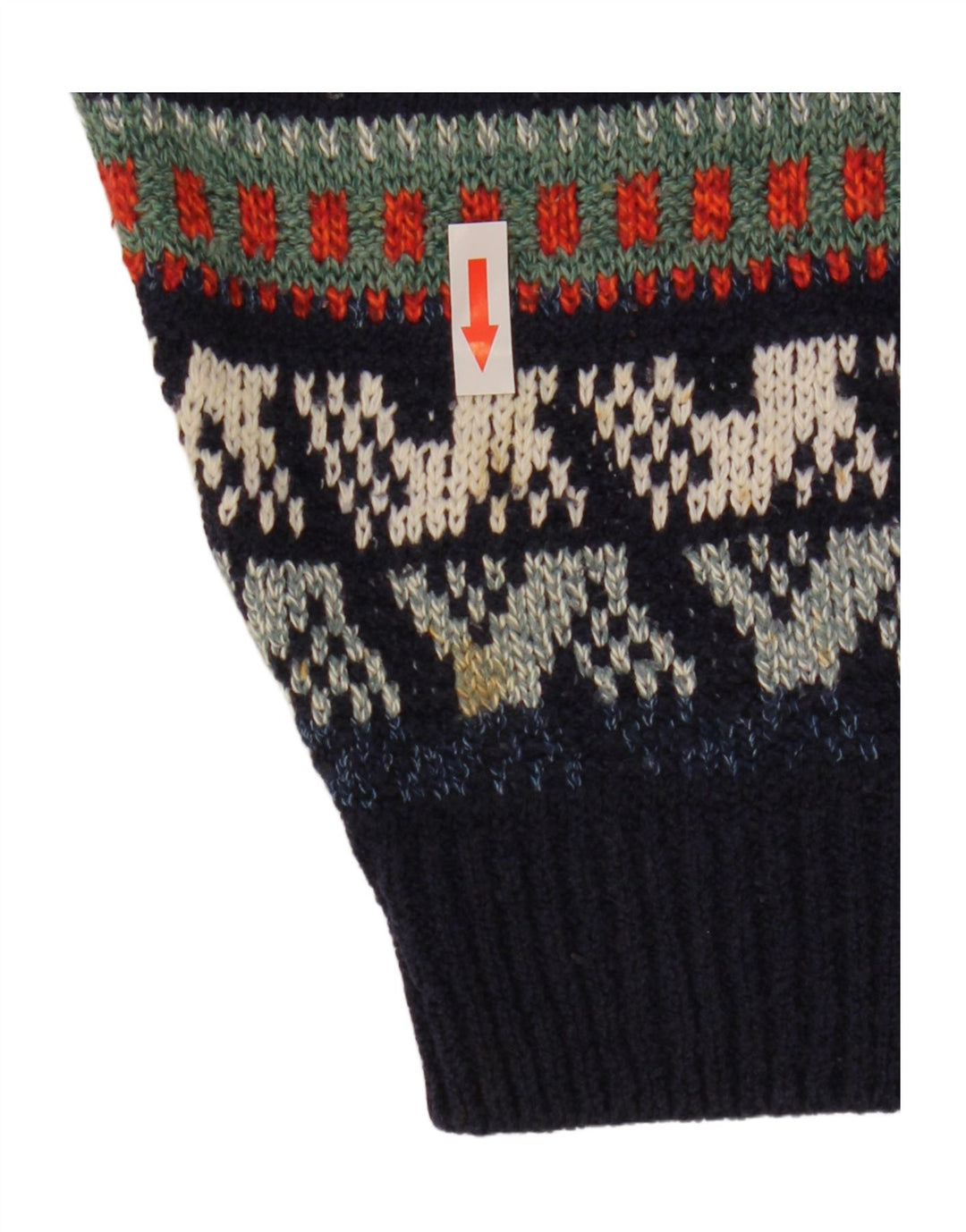 Marks & Spencer Mens Crew Neck Jumper Sweater Large Navy Blue Fair Isle