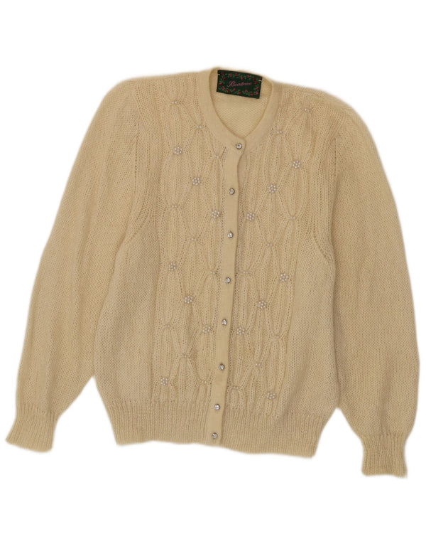 Pulover cardigan Beatrice pentru femei UK 10 Small Beige Mohair