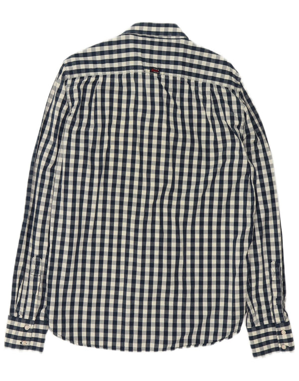 Camicia da uomo Superdry Large in cotone a quadretti blu navy