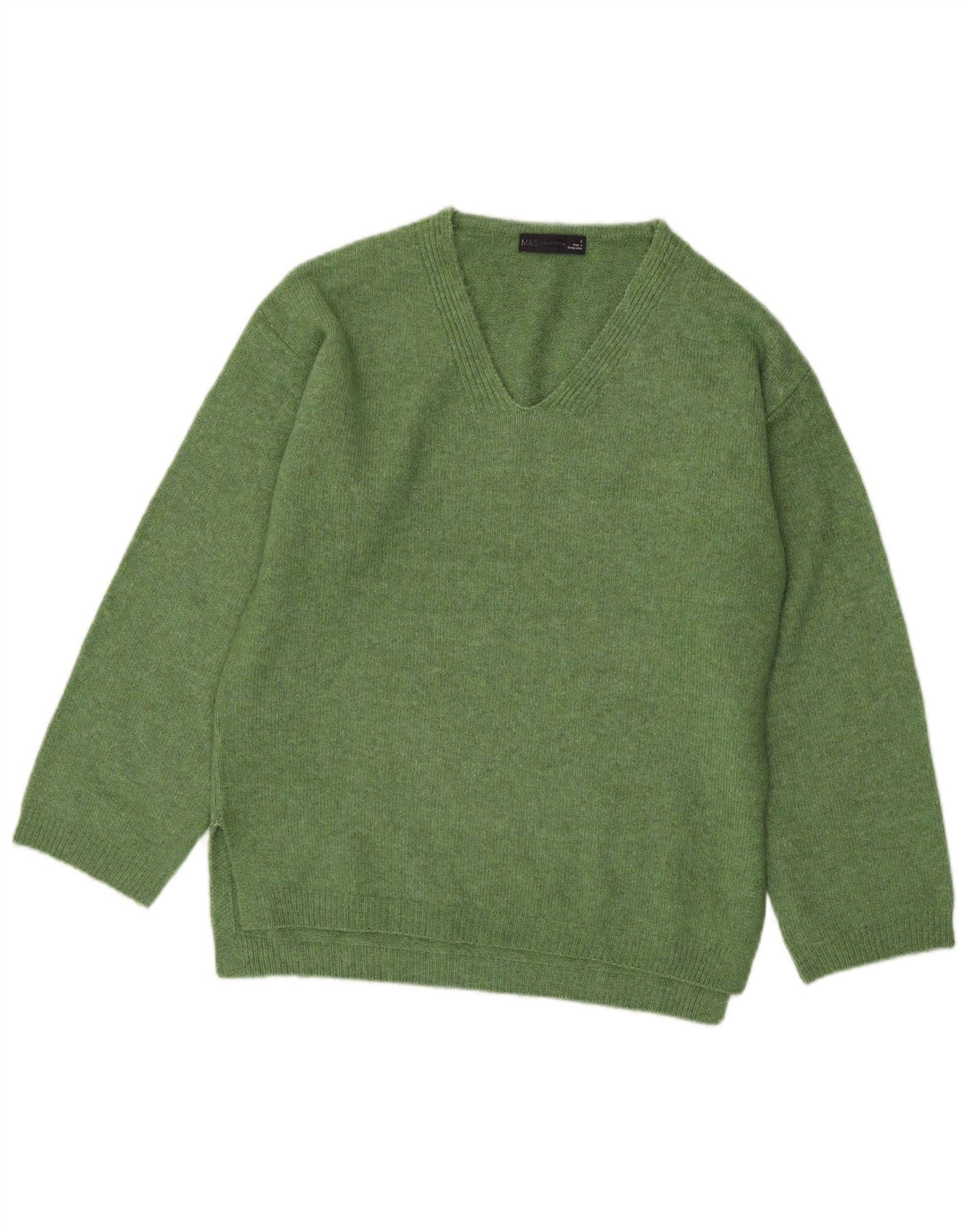 Marks & Spencer Womens Oversized V-Neck Jumper Sweater UK 10 Small Green