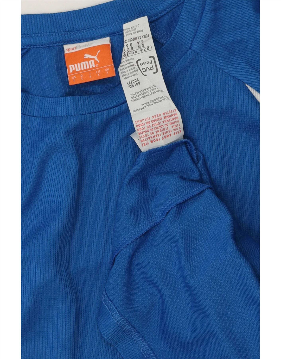 Puma Mens Top Long Sleeve Large Blue Striped Polyester