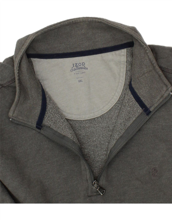 IZOD Mens Salt Water Sweatshirt Jumper 2XL Grey Cotton Vintage Izod and Second-Hand Izod from Messina Hembry 