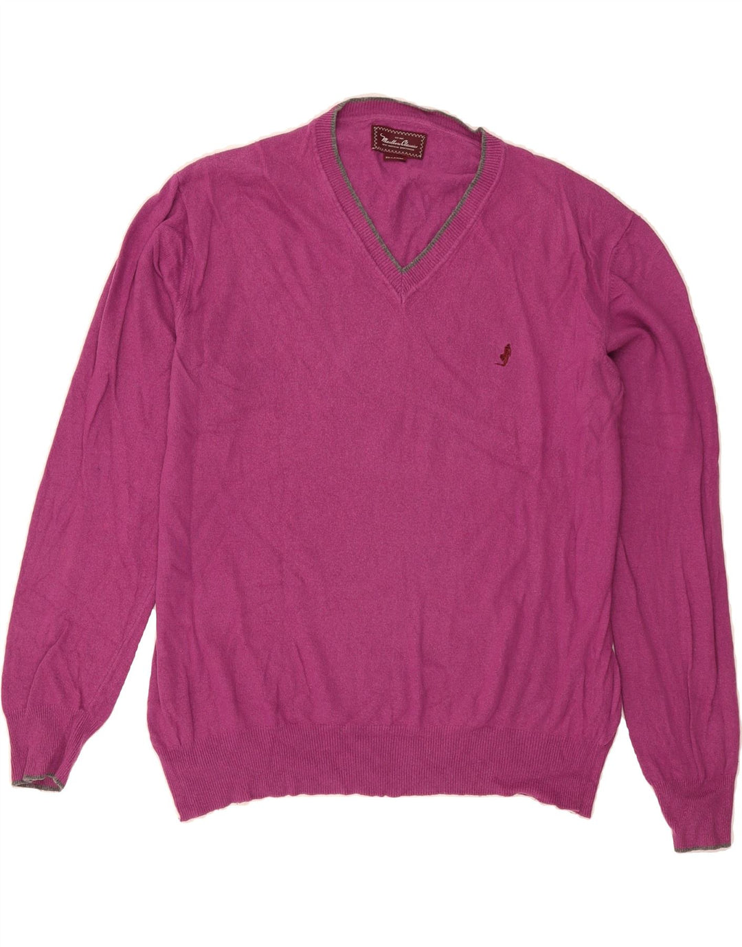 MARLBORO CLASSICS Womens V-Neck Jumper Sweater UK 20 2XL Pink Cotton Vintage Marlboro Classics and Second-Hand Marlboro Classics from Messina Hembry 