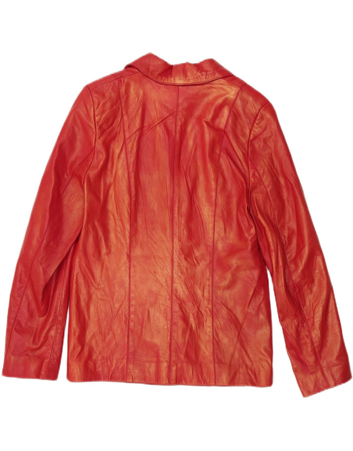 Vintage Womens 3 Button Leather Blazer Jacket EU 40 Medium Red Leather
