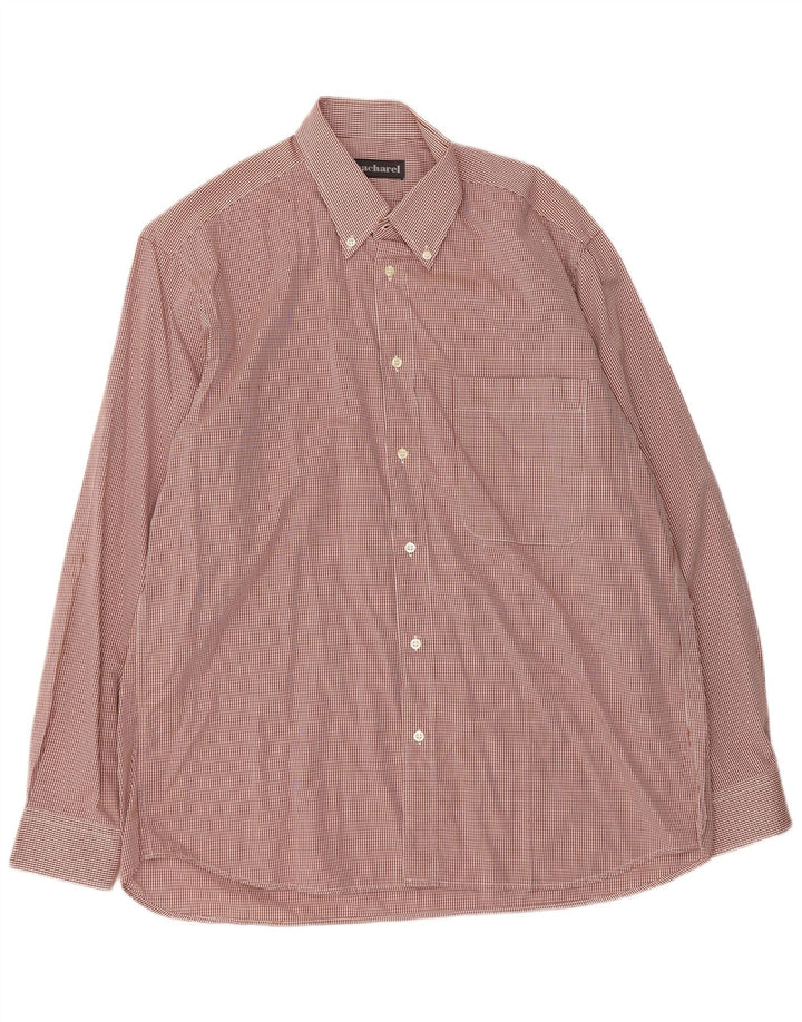 Cacharel Mens Shirt Size 16 Large Red Gingham Cotton