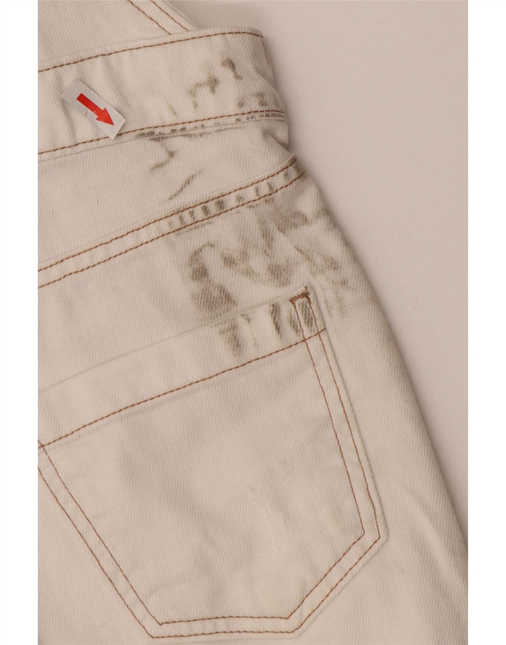 White Stuff Womens Dungarees Shorts UK 8 Small W30  White Cotton