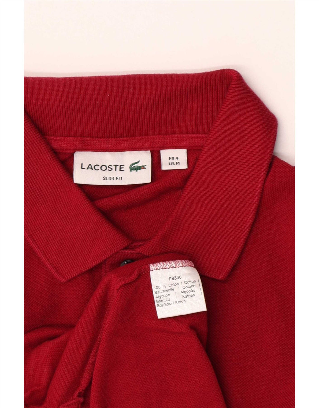 Lacoste Mens Slim Fit Polo Shirt Size 4 Medium Red Cotton