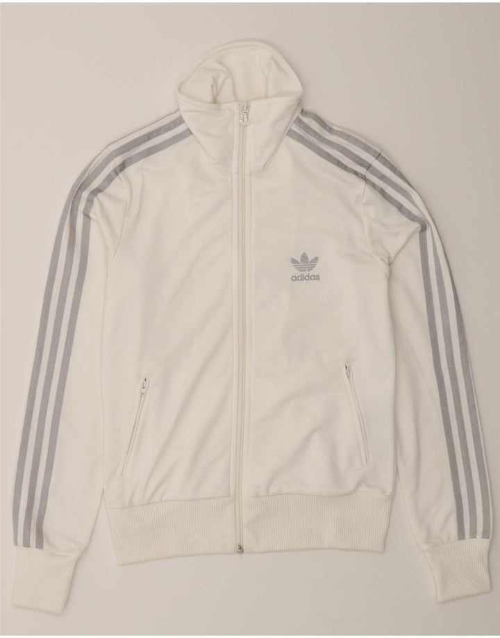 Jachetă de top pentru trening grafic Adidas pentru femei EU 38 Poliester alb mic