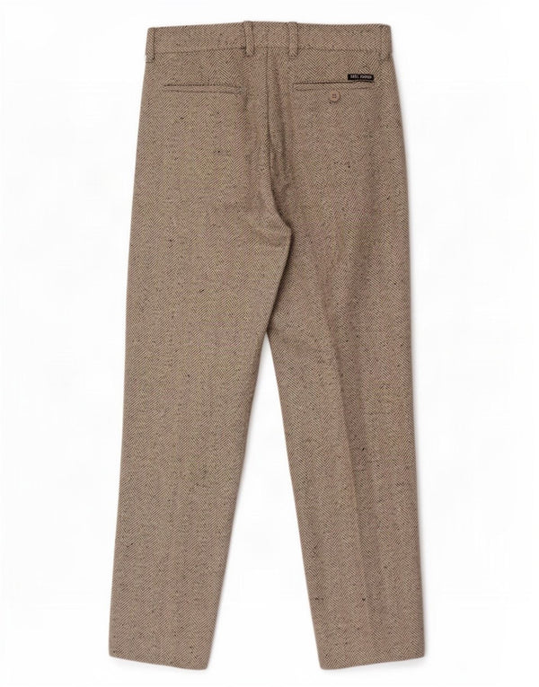 Calça Chino Reta Masculina Vintage W30 L30 Lã Espinha de Peixe Cinza
