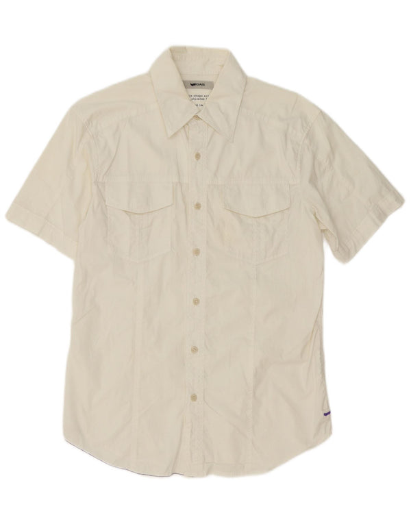 Camisa Gas Hombre Manga Corta Algodón Blanco Mediano