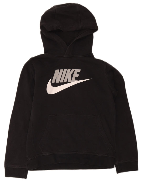 Nike Boys Graphic Standard Fit Hoodie Jumper 12-13 Years Large Black Cotton