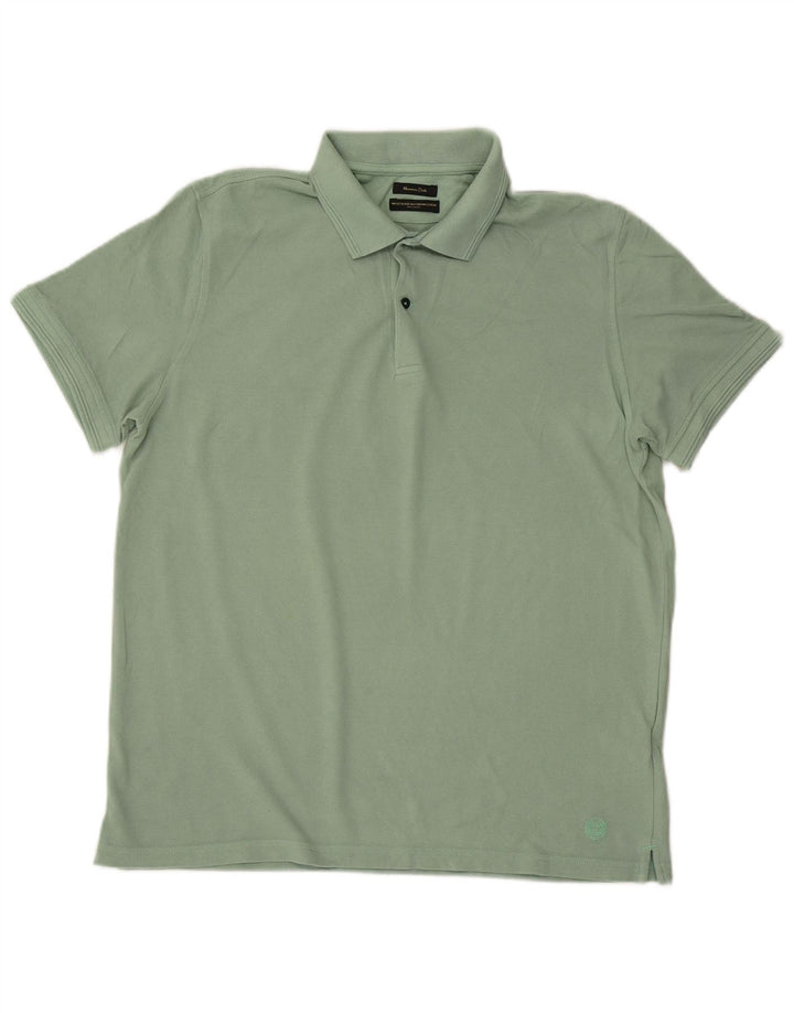 Męska koszulka polo MASSIMO DUTTI, duża, zielona, bawełniana