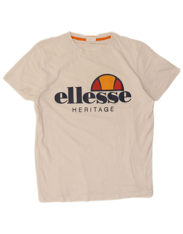 Ellesse Camiseta Masculina Heritage Graphic Top Pequeno Algodão Branco
