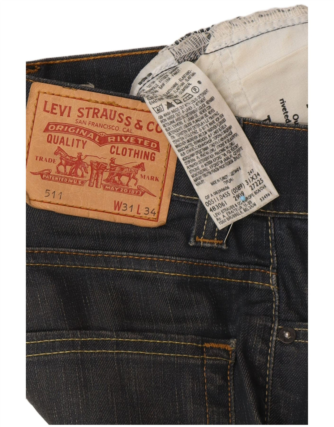 LEVI'S Mens 511 Slim Jeans W31 L28 Navy Blue Cotton