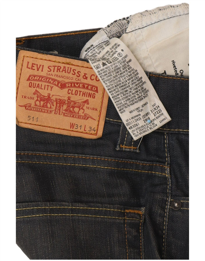 LEVI'S Mens 511 Slim Jeans W31 L28 Navy Blue Cotton