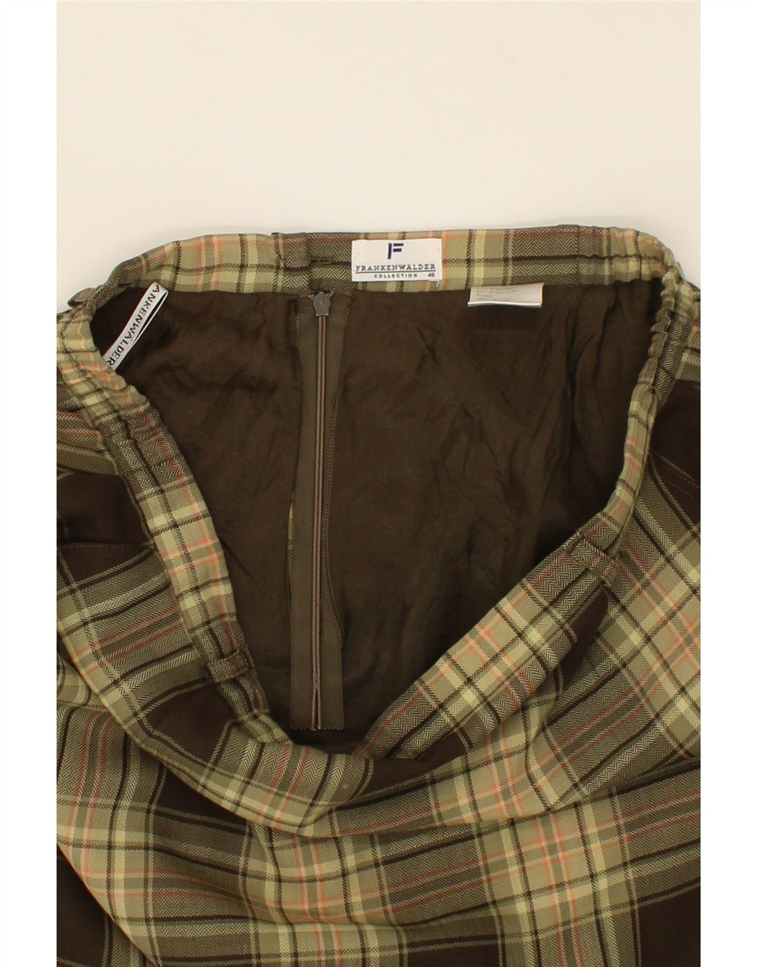 FRANKENWALDER Womens Pencil Skirt IT 46 Large W36 Brown Plaid Polyester Vintage Frankenwalder and Second-Hand Frankenwalder from Messina Hembry 