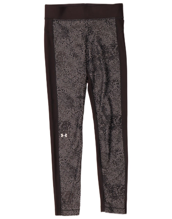 Under Armour Damen Heat Gear Leggings UK 14 Medium Schwarz Polyester