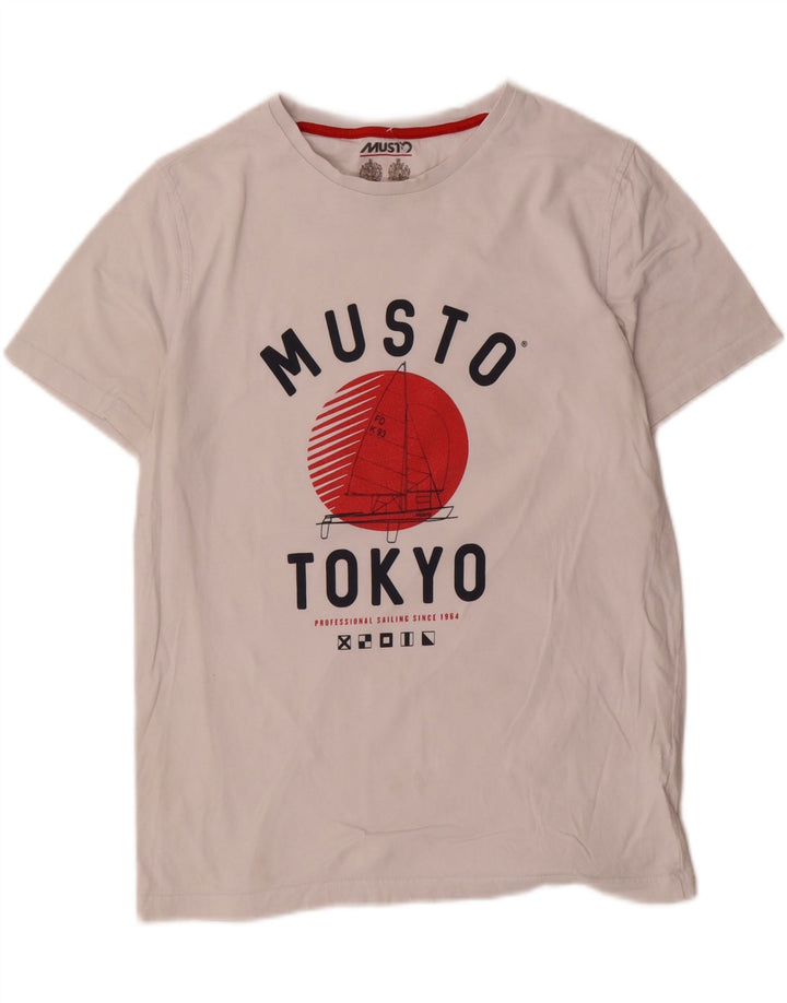 Musto Mens Graphic T-Shirt Top Medium White Cotton