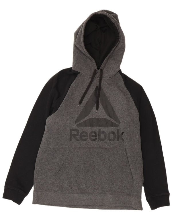 Ανδρικό Reebok Graphic Hoodie Jumper Medium Grey Colourblock Βαμβακερό