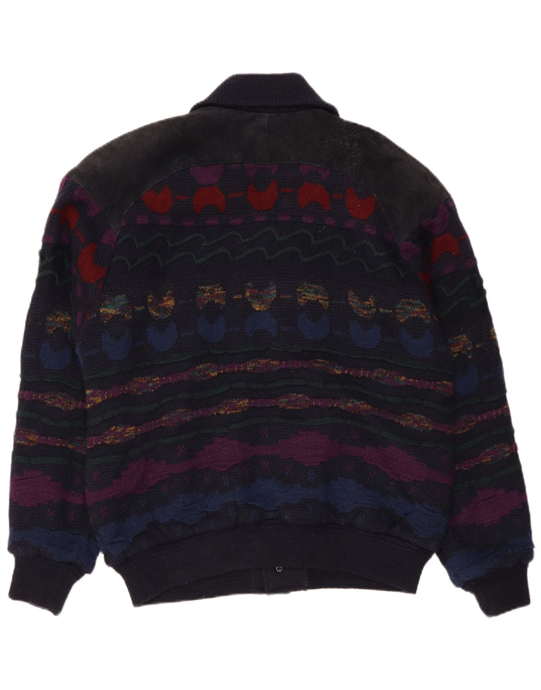 C&A Mens Cardigan Sweater IT 48/50 Medium Navy Blue Striped Acrylic