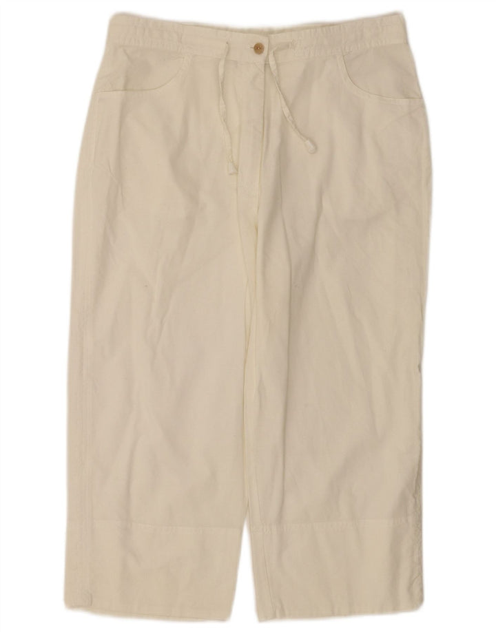 VINTAGE Womens Straight Capri Trousers Medium W28 L18 White Cotton