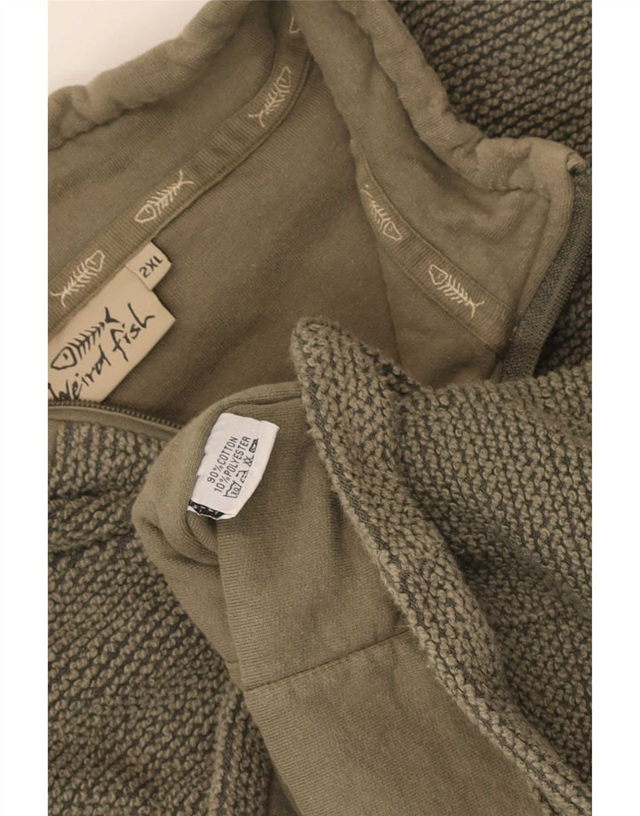 Weird Fish Herren-Trainingsanzug-Oberteil, Jacke, 2XL, Khaki, Baumwolle