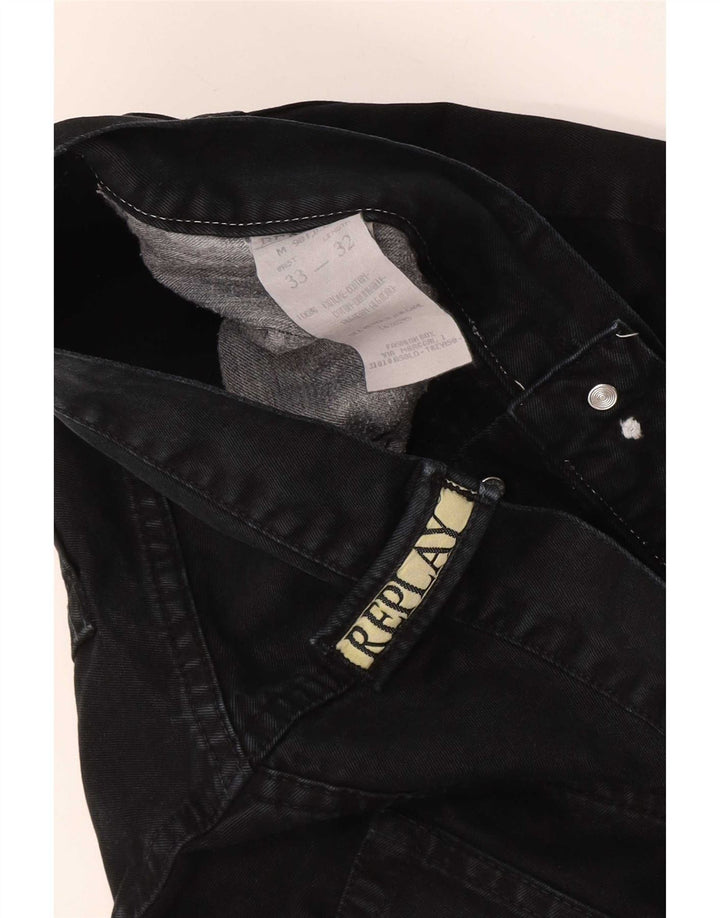 Replay Mens Straight Jeans W33 L32 Black Cotton