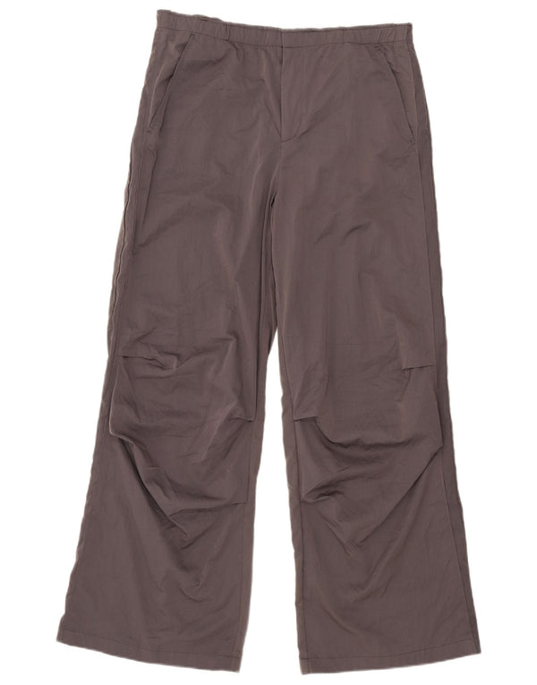 Zara Pantalon large taille haute pour femme Large W30 L30 Gris Polyester