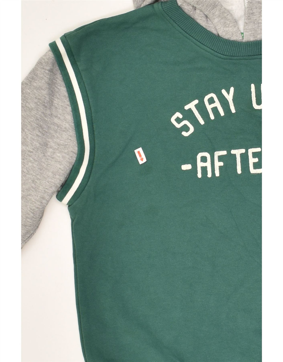 BENETTON Boys Graphic Hoodie Jumper 10-11 Years XL Green Colourblock | Vintage Benetton | Thrift | Second-Hand Benetton | Used Clothing | Messina Hembry 