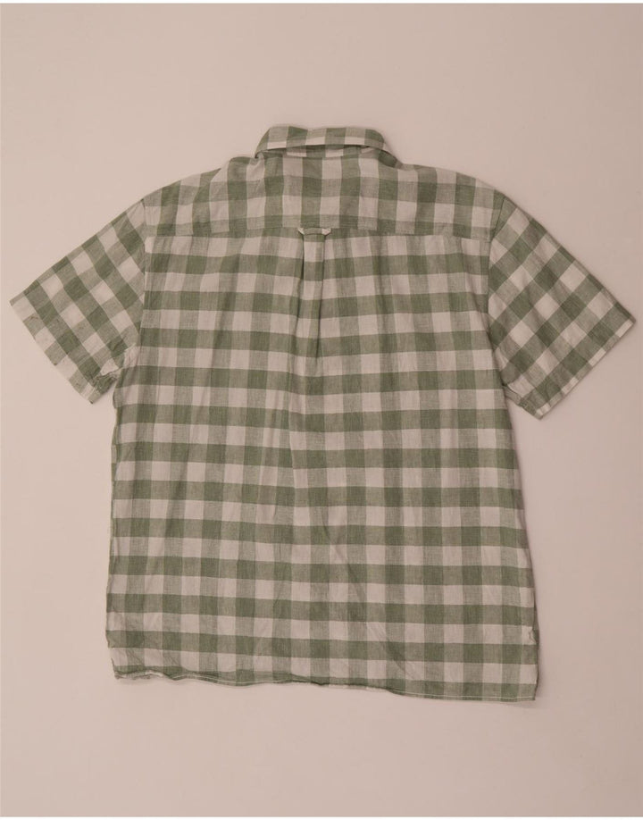 JOULES Mens Short Sleeve Shirt Large Green Check Cotton