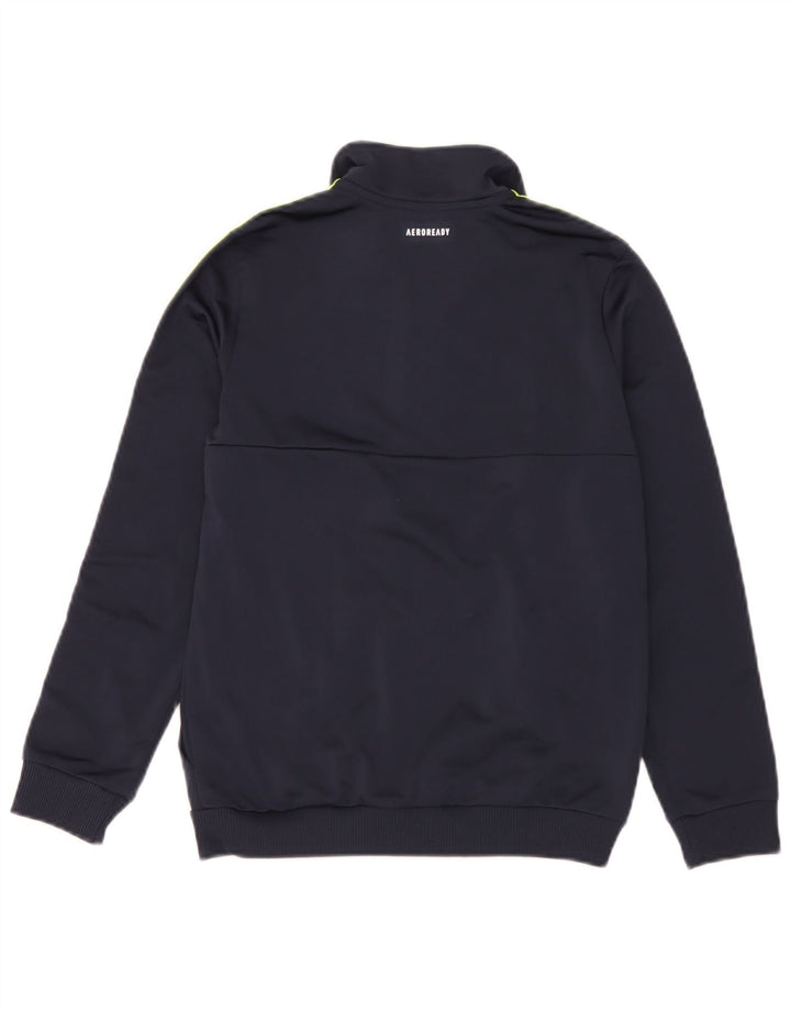 Adidas Boys Aeroready Tracksuit Top Jacket 11-12 Years Navy Blue Polyester