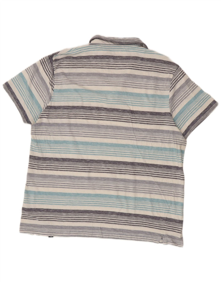 Weird Fish Mens Polo Shirt 2XL Blue Striped Cotton