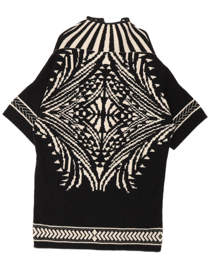 Byblos Womens Longline Cardigan Sweater UK 14 Medium Black Geometric