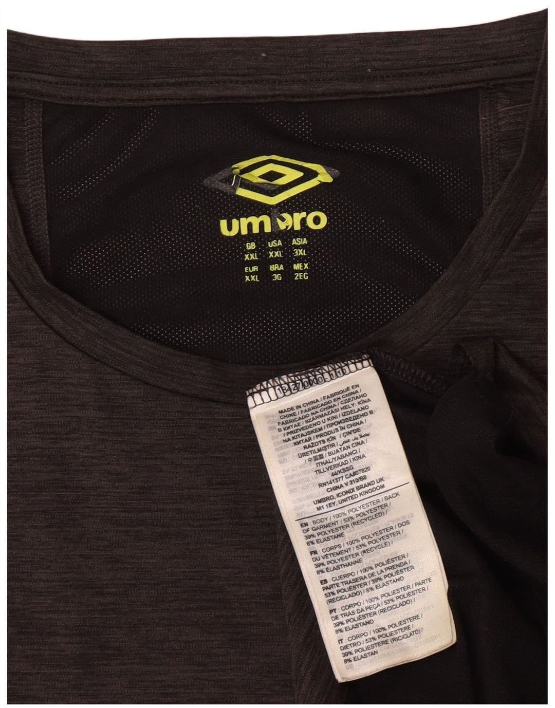 Мужская футболка Umbro Top 2XL серая, полиэстер с цветными блоками