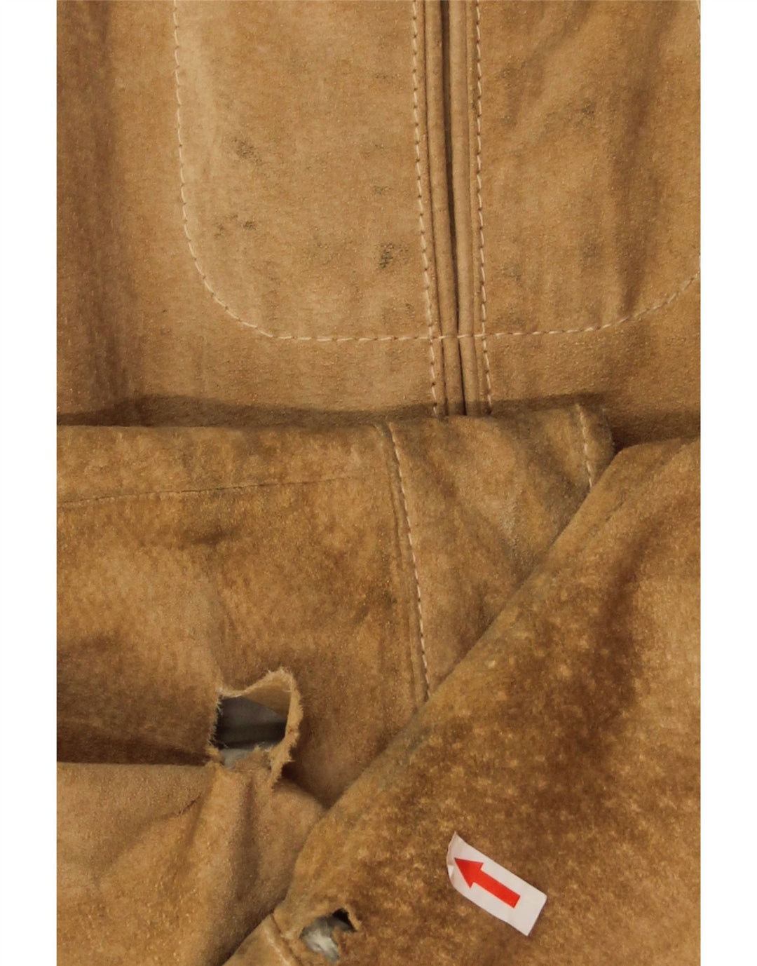 Vintage herre ruskind bomberjakke IT 54 2XL beige læder