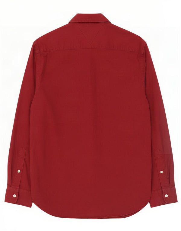 Tommy Hilfiger Mens Regular Fit Shirt Medium Burgundy Cotton