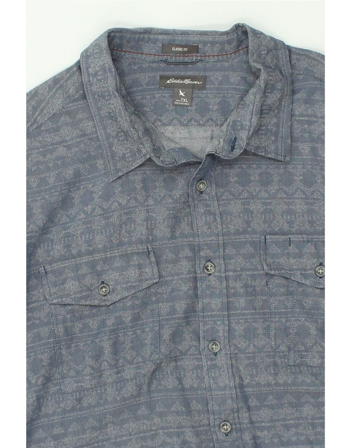EDDIE BAUER Mens Tall Classic Fit Shirt XL Grey Fair Isle Cotton | Vintage Eddie Bauer | Thrift | Second-Hand Eddie Bauer | Used Clothing | Messina Hembry 