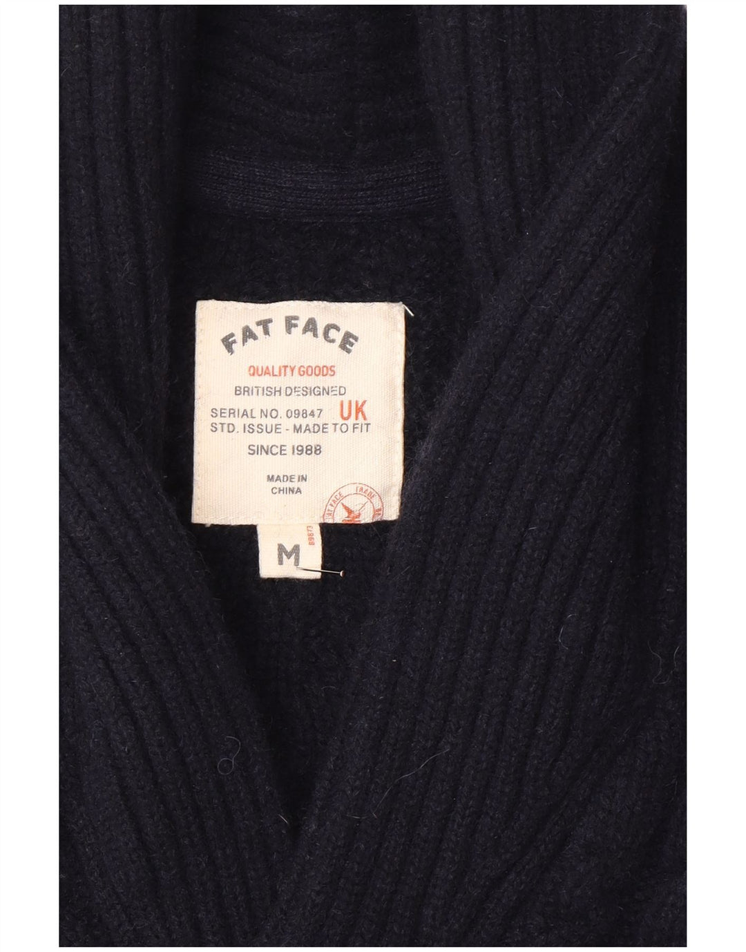Fat Face Mens Cardigan Sweater Medium Navy Blue Wool