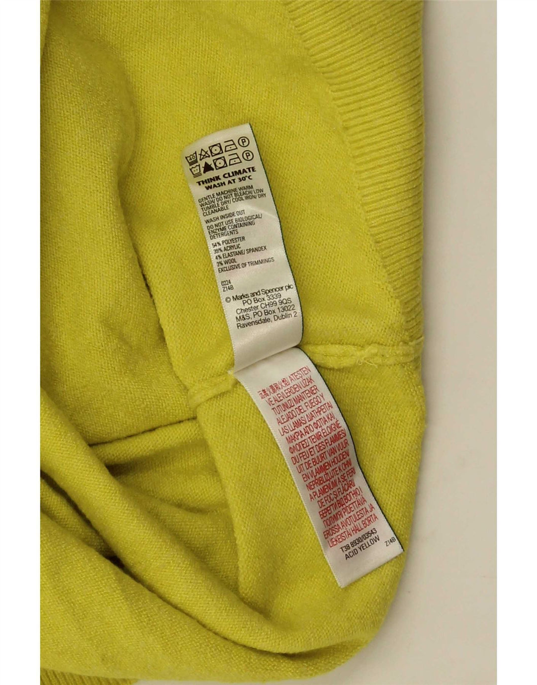 Marks & Spencer Dame Rullehals Sweater UK 10 Lille Gul