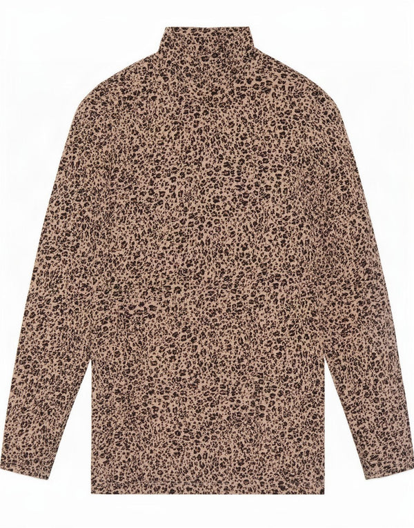 Marks & Spencer Womens Top Long Sleeve UK 16 Large Beige Animal Print
